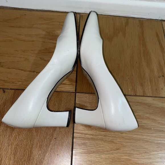 Etienne Aigner White Taylor Point Toe Block Heels Genuine Leather Size 7 M - Picture 6 of 9